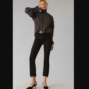 New 25 Mother Anthropologie The Insider crop step fray black jeans Not Guilty